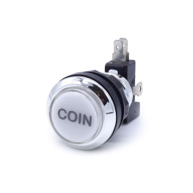 Bouton poussoir lumineux chromé Coin - Blanc  - 1